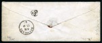 Stamp of Belgium » Belgique. 1861 Médaillons allongés - Émission 20c Bleu, touché, oblitération à 8 barres de la perception 83 de Mons sur enveloppe de dame