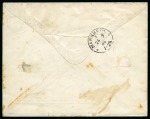 10c rose avec 1869 5c ambre sur enveloppe-lettre à 10c d'Anvers