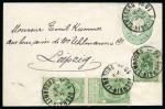 Stamp of Belgium » Belgique. 1884-91 Nouveaux types, nouvelles valeurs (COB 46-52) 5c vert +n°56 en paire (un déf.) sur enveloppe-lettre de Dolhain-Limbourg