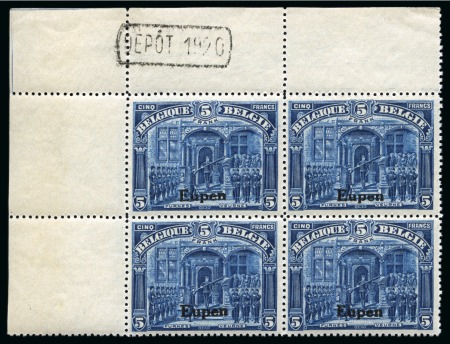 Stamp of Belgium » Eupen 1920 Timbres-poste de 1915-19 avec surcharge "Eupen", en blocs de quatre