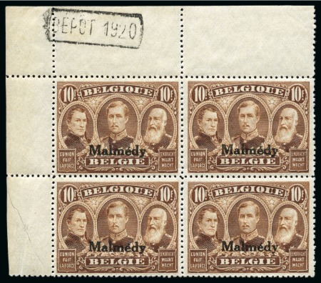 Stamp of Belgium » Malmedy 1920 Timbres-poste de 1915-19 avec surcharge "Malmédy", en blocs de quatre