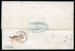 Stamp of Belgium » Belgique. 1851 Médaillons (filigrane sans cadre) - Émission 40c Carmin, deux exemplaires (lég. touchés), oblitération de la perception 24 de Bruxelles sur lettre