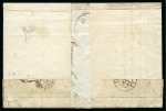 Stamp of Belgium » Belgique. 1851 Médaillons (filigrane sans cadre) - Émission 20c Bleu, BLOC DE QUATRE, oblitération de la distribution 54 sur grande partie de lettre