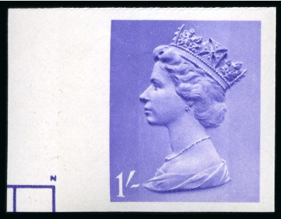 Stamp of Great Britain » Queen Elizabeth II 1967 Machin 1s light bluish violet (2 bands) mint nh imperforate imprimatur left marginal