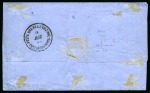 1868 Folded cover from Dardanelli to Constantinople, with 2nd Issue 20 paras green pair cancelled negative seal handstamp of DARDANELLI