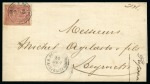 1872 (30.1) Cover from Mersina franked by 3rd Issue 1872 1 piastre red tied by V.R. POSTE EGIZIANE / MERSINA cds