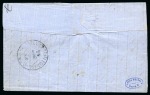 1866 (21.6) Folded cover from Smirne to Cairo at double rate, franked 1st Issue 1866 1 piastre claret vertical STRIP OF FOUR
