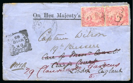 Stamp of Egypt » Egyptian Post Offices Abroad » Territorial Offices » Dongola (Sudan) 1885 (22.4) Envelope from Dongola, “On Her Majesty’s Service” envelope (with contents) addressed to Captain Wilson