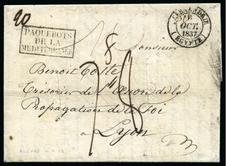 1837 (8.10) Letter form Alexandria to Lyon
