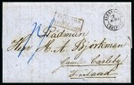 1851 (7.4) Folded entire from Alexandria to Gamla Carleby in Finland, postmarked ALEXANDRIE / EGYPTE / 7 AVRIL 51