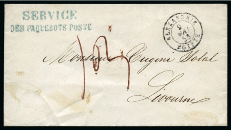 1855 (9.5) Folded entire from Alexandria to Livorno, postmarked ALEXANDRIE / EGTPTE / 9 MAI 55