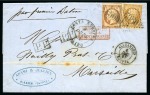 Stamp of Egypt » French Post Offices » Alexandria 1862 (5.12) Folded entire from Cairo to France with circular Type IV POSTA EUROPEA / CAIRO / 5 DBRE 62 and France Empire 10c. and 40c.