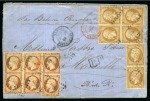 Stamp of Egypt » French Post Offices » Alexandria 1862 (19.6) Entire letter from Alexandria to Marseille, franked France Empire six examples imperforate of each of 10c. and 40c