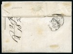 1863 (9.1) Entire letter from Suez to Lyon, France via British steamer “Vectis”, franked with 1862 Empire 10c. pair and 40c. pair