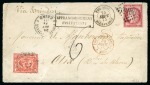 1875 (24.9) Combination cover from Cairo via Alexandria to France, franked Egypt Third Issue 1 pi and France 80c.