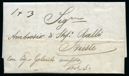 Stamp of Egypt » Austrian Post Offices » Alexandria 1836 (22.5) Stampless folded letter sheet from Alexandria to Trieste
