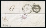 1852 (22.2) Folded stampless entire from Alexandria to Livorno, bearing 2-line “ALEXANDRIEN / 22.FEB” handstamp