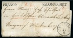 1855 (18.9) Small registered folded entire from Cairo via Alexandria to Trieste, bearing “ALEXANDRIEN/20.9” cds in black