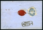 Stamp of Egypt » Austrian Post Offices » Alexandria 1866 (14.10) Folded cover registered from Alexandria to Trieste with Austrian Levant Arms perforation 9 1/2 1864 5 s. and 10 s.