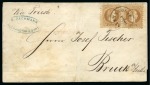 Stamp of Egypt » Austrian Post Offices » Alexandria 1872 (7.1) Folded cover from Alexandria to Bruck, franked with 15 s. brown pair, tied by large ALEXANDRIEN cds