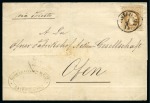 Stamp of Egypt » Austrian Post Offices » Alexandria 1873 Folded cover from Alexandria to Ofen, Hungary, franked with 15 s. ALEXANDRIEN thimble circular datestamp