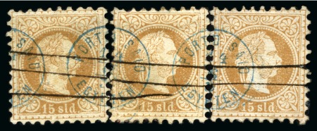 Stamp of Egypt » Austrian Post Offices » Port Said 1867 Issue: An extremely rare group of thirteen Austrian Levant stamps with the PORTO SAID/EGYPTEN thimble cds