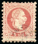 Stamp of Egypt » Austrian Post Offices » Port Said 1867 Issue: An extremely rare group of thirteen Austrian Levant stamps with the PORTO SAID/EGYPTEN thimble cds