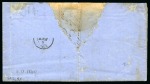 1869 (6.11) Large part folded entire from Port Said to Syra, bearing clear PORTO SAID EGYPTEN thimble cds