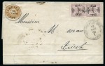 Stamp of Egypt » Austrian Post Offices » Mixed Frankings 1866 (28.5) Folded cover from Cairo to Trieste, with two Egypt 1866 1st Issue 1 pi. in combination with Austrian Levant 15 s. brown