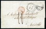 Stamp of Egypt » British Post Offices » Alexandria 1844 (30.8) Folded cover bearing ALEXANDRIA/ AU 30 1844 datestamp,black MAGISTRATO DI SANITA IN EGITTO backstamp
