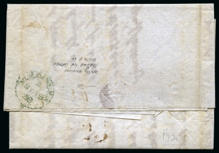 Stamp of Egypt » British Post Offices » Alexandria 1858 (19.5) Folded entire sent from Alexandria with British Post Office of Alexandria cds in GREEN
