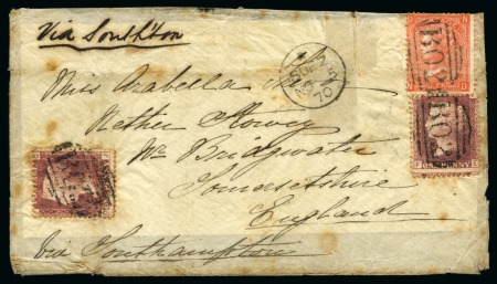 1870 (5.11) Cover from Suez to Bridgewater, England, via Southampton to avoid Paris and the Franco-Prussian War