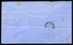 1873 (30.8) Cover from Suez to Saxmundham, Suffolk, England, franked Great Britain pair 4d, cancelled “B02"