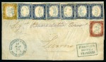 1863 (10.3) Folded entire from Alexandria to Italy, franked Sardinia 1855- 63 10c, 20c in six singles & 40c