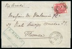 Stamp of Egypt » Italian Post Offices » Alexandria 1874 (29.3) Folded entire letter from Alexandria to Florence, franked Italy ESTERO 40 c. tied with “234” in dots