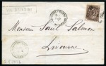 Stamp of Egypt » Italian Post Offices » Alexandria 1876 (2.9) Folded cover from Alexandria via Brindisi to Livorno, franked Italy 1874 ESTERO 30c.