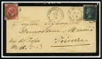 1875 (14.6) Mourning envelope to Florence bearing GB 2d from Beyrout and Italy ESTERO 40c. from Alexandria