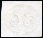 1843, 30r black, worn impression, thin paper, unused