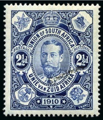 Stamp of South Africa » Union & Republic of South Africa 1910 Opening of Union Parliament 2 1/2d with "Specimen" overprint in small black italic letters