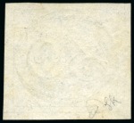 1843, 30r black, worn impression, unused without gum, spectacular lower-left corner example