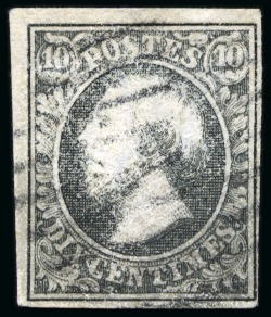 Stamp of Luxembourg 1853-58 10sg black-slate and 10sg dark rose-carmine, "ivory head" variety 