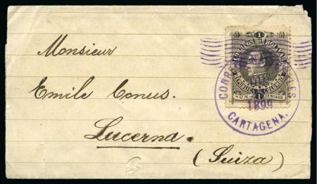 Stamp of Colombia 1889 1c black on wrapper at external printed matter rate