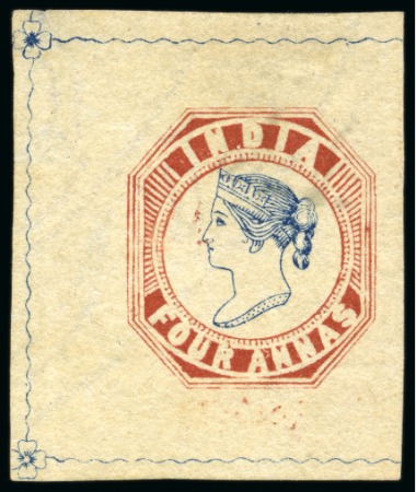 Stamp of India » 1854 Lithographs Spence 62: 4a brown red and dark blue on yellowish paper