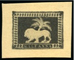 Stamp of India » 1854 Lithographs Spence Unlisted: 1/2a Lion & Palm Tree die I in black on thin card