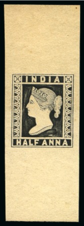 Stamp of India » 1854 Lithographs Spence 81: 1/2a black on yellowish card