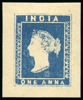 Stamp of India » 1854 Lithographs Spence 29: 1a blue on yellowish wove paper