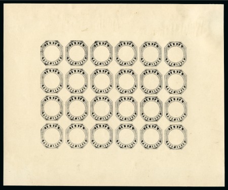 Stamp of India » 1854 Lithographs Spence 42: Frames only in black on yellowish wove paper in complete sheet of 24