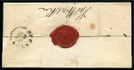 1840 1d Black pl.7 TF tied to wrapper from Poulston to Preston by "Poulston / Penny Post" handstamp and MAGENTA Maltese Cross