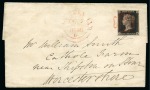 Stamp of Great Britain » 1840 1d Black and 1d Red plates 1a to 11 1840 1d Black pl.5 JE tied to 1841 (Oct 7) wrapper from Cheltenham (Gloucestershire) to Shipston-on-Sour by crisp orange Maltese Cross