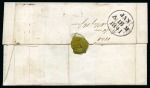 1840 1d Black pl.8 TH, good to huge margins, tied to 1841 (Jan 17) wrapper from Auchtermuchty (Scotland) by deep red Maltese Cross